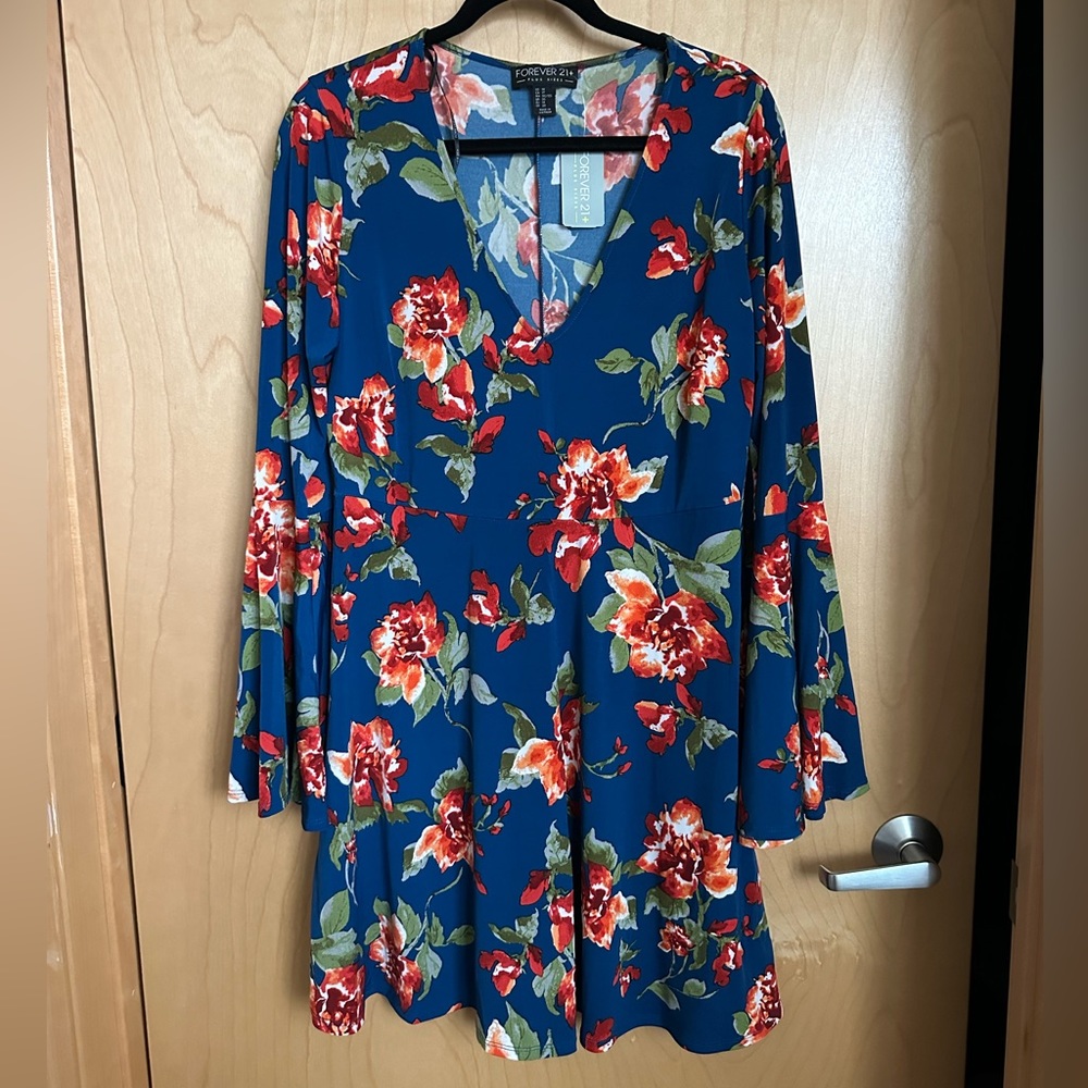 Blue/Red Floral Forever 21 Dress 1X